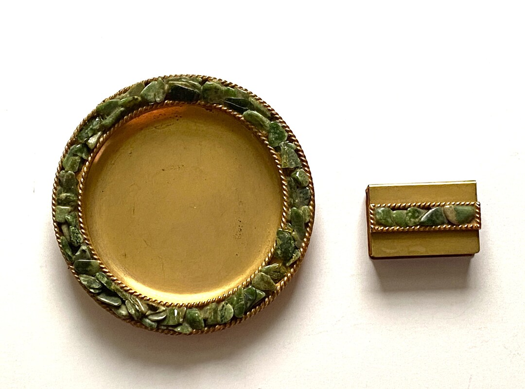 Jade Ashtray Gold Toned Vintage by Jolle Etsy