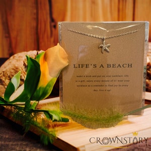 CrownStory Handmade Life is Beach Starfish Necklace Perfect Gift For Women Gold Plated