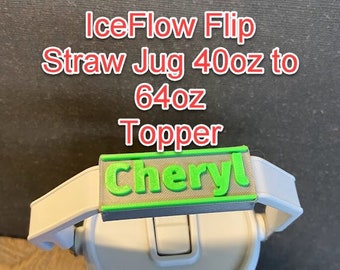 Stanley IceFlow flip straw jug 40 OZ TO 64 OZ topper Personalized cute gift Name Plate Topper, Custom Stanley Name Plate Topper tumbler