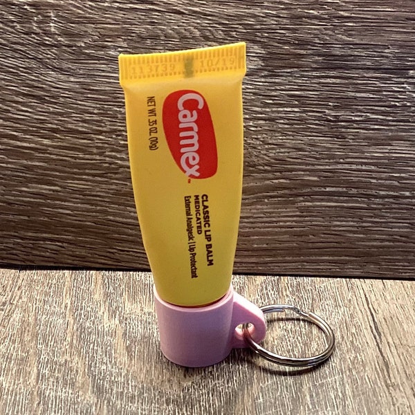 Carmex lip balm holder Customizable Keychain 3D-Printed  Small Bestie Gifts for Her Girls Chapstick Keychain Personalized medicated lip balm