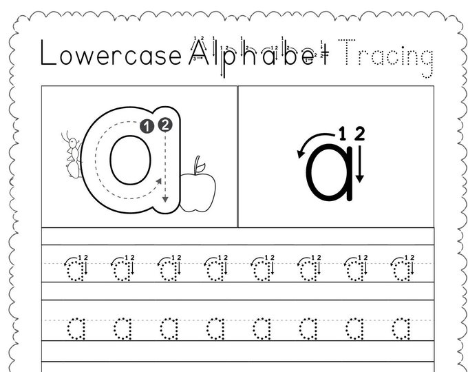 26 Printable Lowercase Alphabet Tracing Worksheets | Nursery EYFS ...