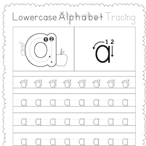 26 hojas de trabajo imprimibles para trazar el alfabeto en minúsculas / Recursos preescolares para guarderías / Práctica de escritura a mano para jardín de infantes / Práctica del abecedario