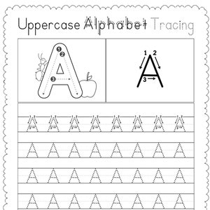 26 Printable Uppercase Alphabet Tracing Worksheets | Nursery EYFS Preschool Resources | Kindergarten Handwriting Practice | ABC Practice
