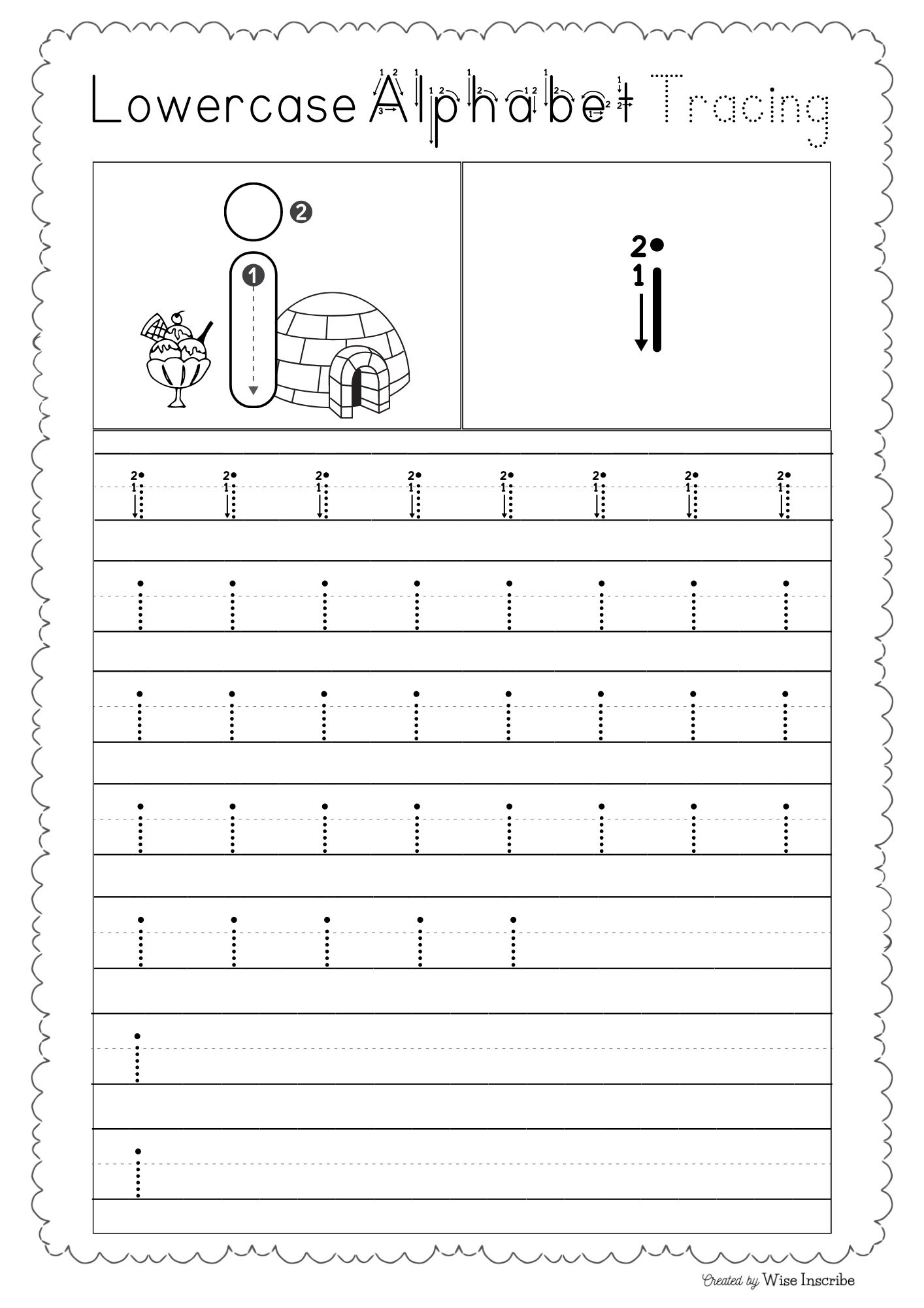 26 Printable Lowercase Alphabet Tracing Worksheets Nursery EYFS