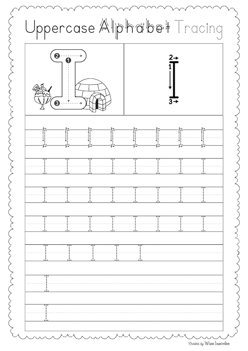 26 Printable Uppercase Alphabet Tracing Worksheets Nursery EYFS