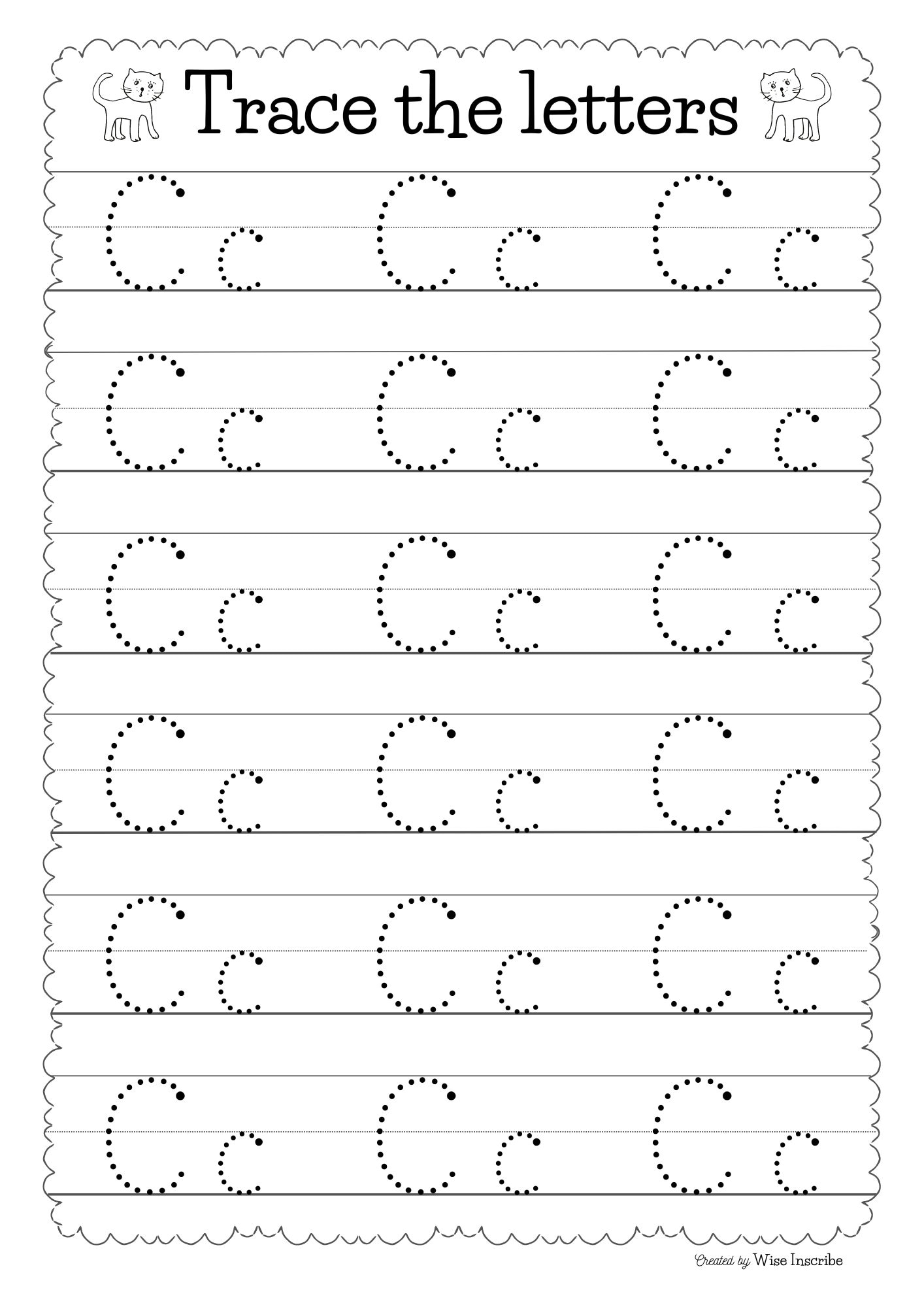 Alphabet Tracing Worksheets: ABC Practice, Preschool Resources (printable)  - Etsy, image size:1414x2000