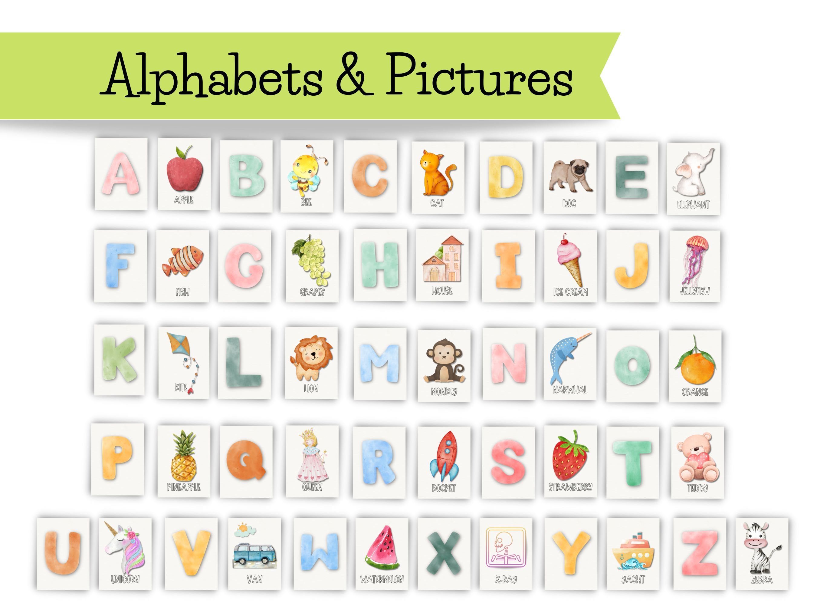 ABC Alphabets Flash Cards | A-Z Cards | Learn Abcs With Pictures ...