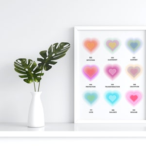 Heart Aura, Gradient Art, Wall Decor, Angel Numbers, Digital Print