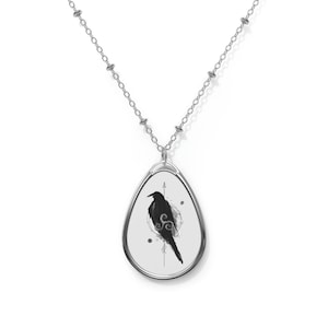 The Morrigan crow Oval Necklace