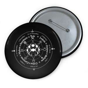Pagan wheel of the year Custom Pin Buttons