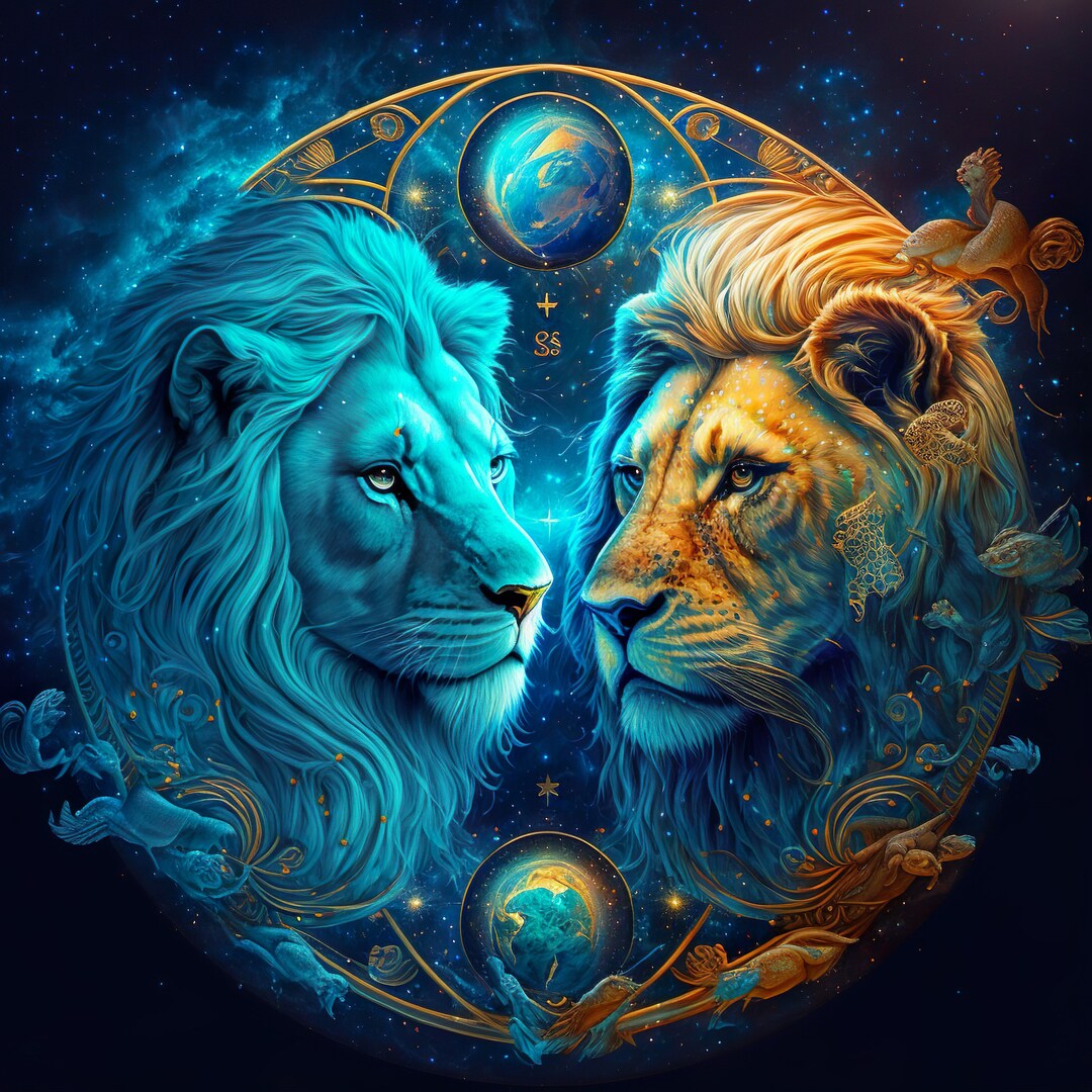 Leo Zodiac Sign Galactic Lions Instant Downloadable Etsy