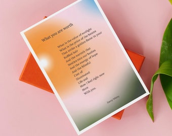 What You are Worth - Original Gedicht oder Postkarte - 10x15