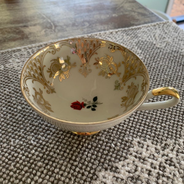 Vintage Bavaria Porcelain Rose Bud and Gold Pattern Tea Cup