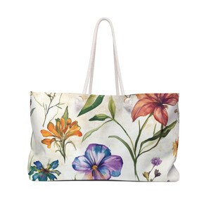 Floral Weekender Bag, Bohemian Travel Bag, Floral Tote, Weekend Getaway Bag, Beach Bag, Special Occasion Gift