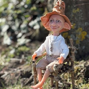 Gnome , Autumn Gnome, Fantasy Lover Gift, OOAK Art Doll, Polymer Clay Doll, Forest Creature, Fairy Garden Decor, Interior Doll