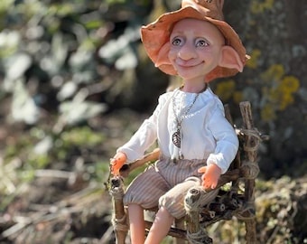 Gnome , Autumn Gnome, Fantasy Lover Gift, OOAK Art Doll, Polymer Clay Doll, Forest Creature, Fairy Garden Decor, Interior Doll