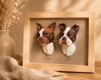 Individuelles 3D-Haustierporträt, personalisiertes Hundeporträt, handgefertigte Wanddekoration aus Ton, Geschenk für Tierliebhaber, Porträt nach Foto