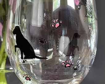 Labrador Retriever, Hand-painted Wine Glass