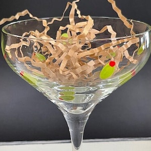 Olive-You, Hand-painted Martini Glass