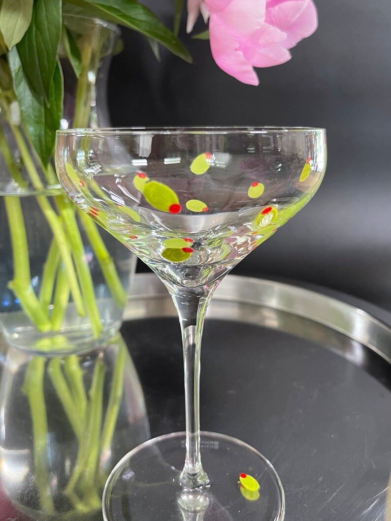 Oliveyou, Handpainted Martini Glass Etsy