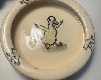 Vintage Weller Child's Bowl 1920’s Dancing Duck Pottery