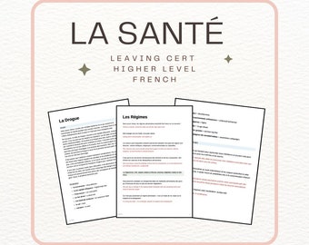 La Santé - Notas francesas con certificado de salida estándar H1