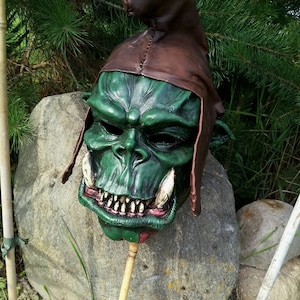 Orc latex mask with a hat