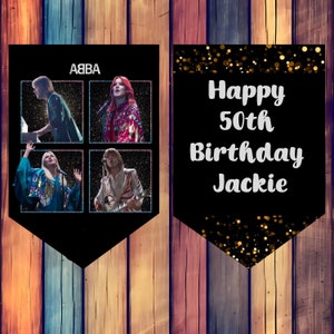 ABBA PARTY, decoratie, bunting, Dancing Queen, mama mia, pop uit de jaren 70, verjaardagsbanner, feestdecoratie, gepersonaliseerde abba bunting, lint