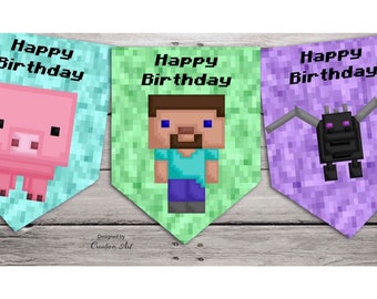 Guirlande d'anniversaire Minecraft