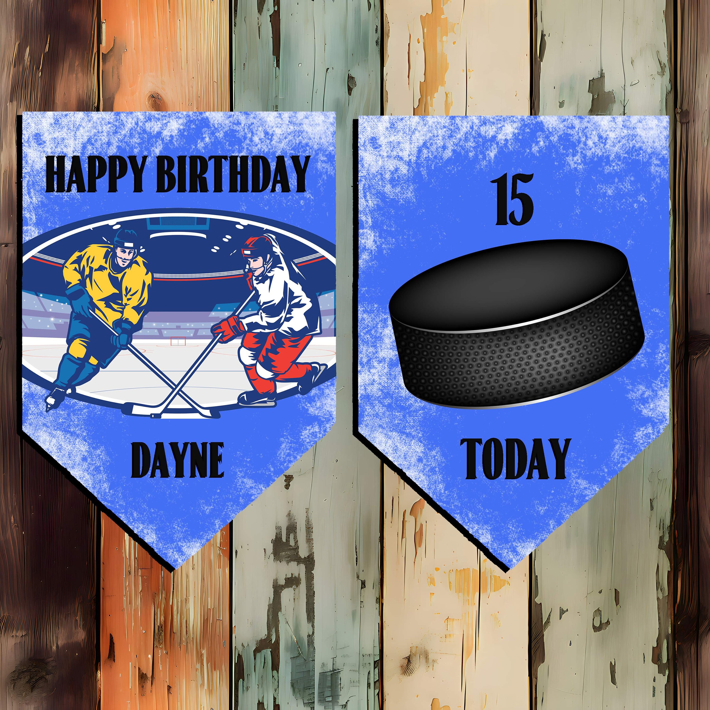 Personalised ice hockey bunting , ice hockey birthday themed party , ice hockey, birthday banner , party banner , ribbon