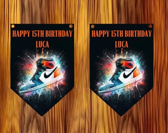 Personalisierte Air Jordan Wimpelkette, Geburtstagsgirlande, Party, Banner.  Alles Gute zum Geburtstag