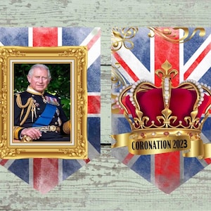 King Charles coronation bunting, king charles coronation decoration, king charles decor , King Charles home decor wall decor