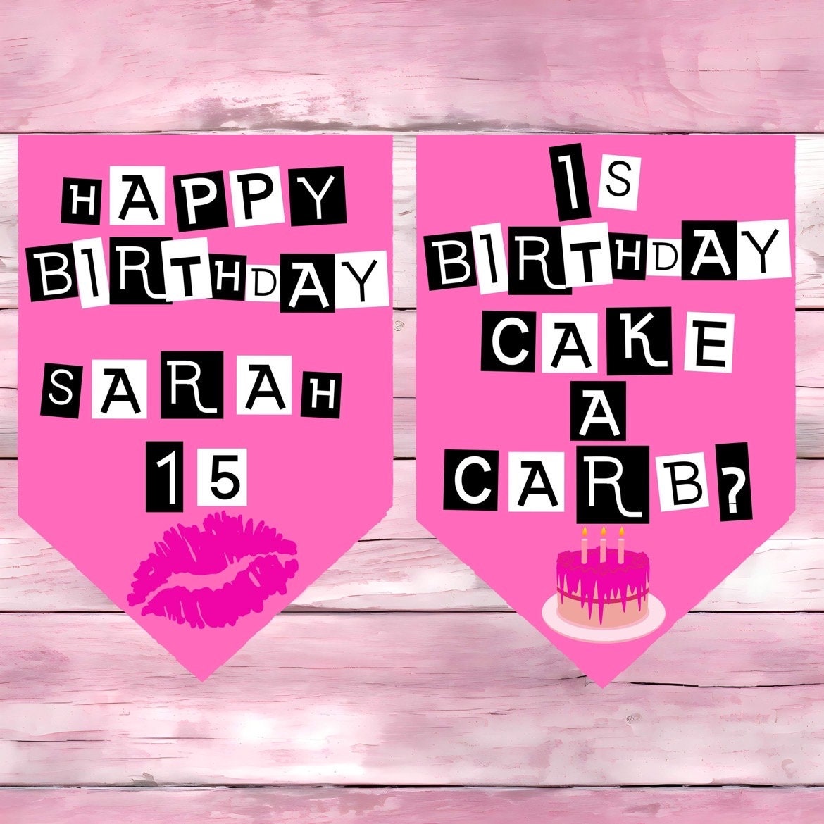 Personalised Girls Birthday Bunting,birthday Girl,mean Girl Bunting , Mean Girl Party , Mean