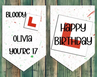 17th Birthday, Bloody L You&#39;re 17, New Driver,  Son, Daughter, Nephew, Niece, Friend, Driving, Personalised,