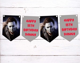 Micheal Myers &#39;Geburtstagsgirlande, Halloween-Girlanden, Halloween-Geburtstagsgirlande, Halloween-Girlanden, Horror-Girlanden, Personalisiert