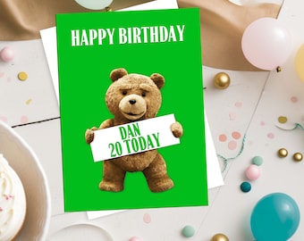 Ted personalisierte Geburtstagskarte, Ted der Bär, Film, TV, alles Gute zum Geburtstag