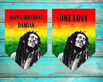 Banderoles Bob Marley personnalisées, homme rasta, banderoles de fête, banderoles reggae, décoration Bob Marley,