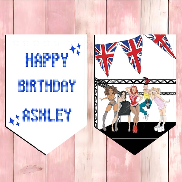 Spice girls, personalised spice girls bunting , party bunting ,birthday bunting, party decorations, banner , garland , girl band