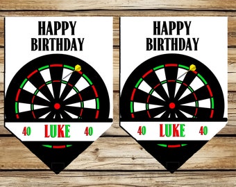 Personalised darts  bunting , , party decorations, darts decorations, dad, grandad, son , celebration,ribbon