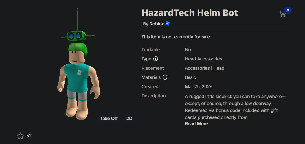 Roblox: Hazardtech Helm Bot Exclusive Accessory - Etsy