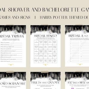 Bridal Shower Wizard Games, Bachelorette Wizard Games, Printable Bridal Shower Games, Printable Bachelorette Games, Wizard Themed