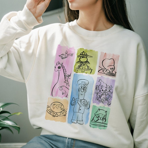 Persian 80s Cartoon Hand Drawing long Sleeve Crewneck Sweatshirt, Vintage style, Unique Gift, Persian Memories, Cozy Apparel