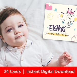 Lindas tarjetas de hitos para bebés + obsequios, tarjetas de hitos de animales bebés unisex, regalo de baby shower, regalo de nuevos hitos para bebés, descarga instantánea
