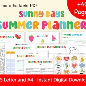 Ultimate Kids Summer Planner 2024 - Printable Activities, Chore Chart, and Calendars - Editable Digital Download