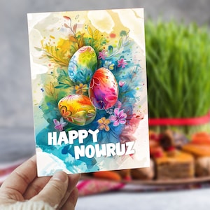 Carte imprimée Happy Nowruz avec enveloppe, cartes Nowruz, carte de voeux, fabriquée au Canada, carte persane, calligraphie persane, carte Norooz