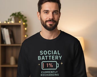 Introvert Social Battery Sweatshirt, Retro Minimalist Design