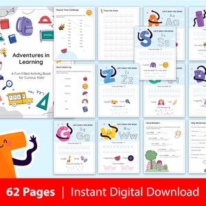 Interactive  Pre-K Toddler Educational Activities Printable Activities and Worksheets Bundle, Instant Digital Download