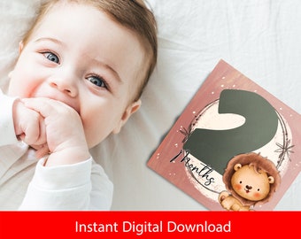Baby Milestone Cards: Hand-Drawn Animals, New Mom Gift (Digital Download)