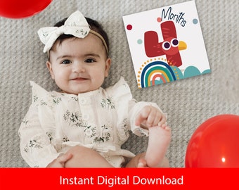Baby Milestone Cards - Rainbow Theme - Digital Instant Download