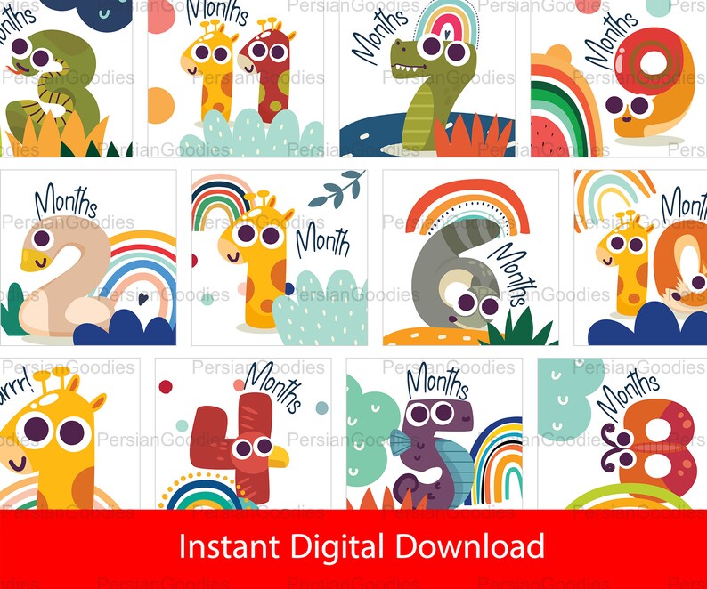 Baby Milestone Cards - Rainbow Theme - Digital Instant Download - Etsy UK